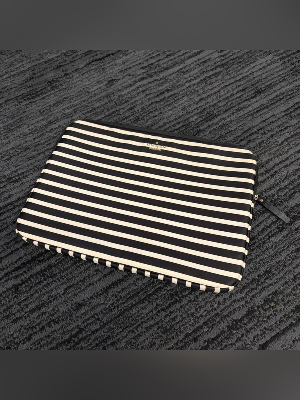 Kate Spade Striped Laptop Sleeve Zip Close Padded Pouch